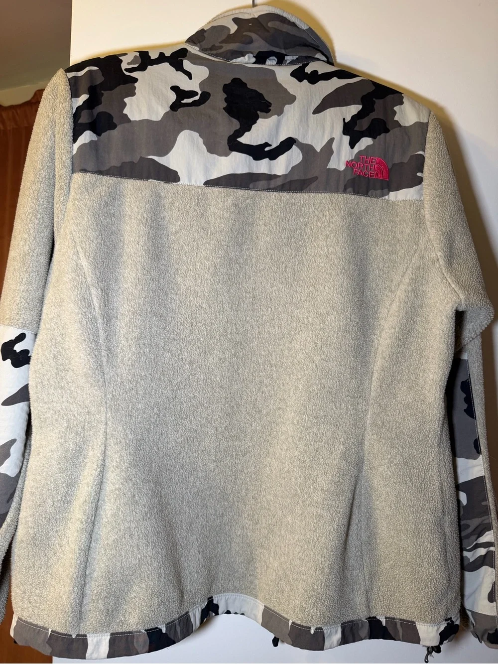 The North Face Gray Fleece Jacket with Black & White Camo Panels